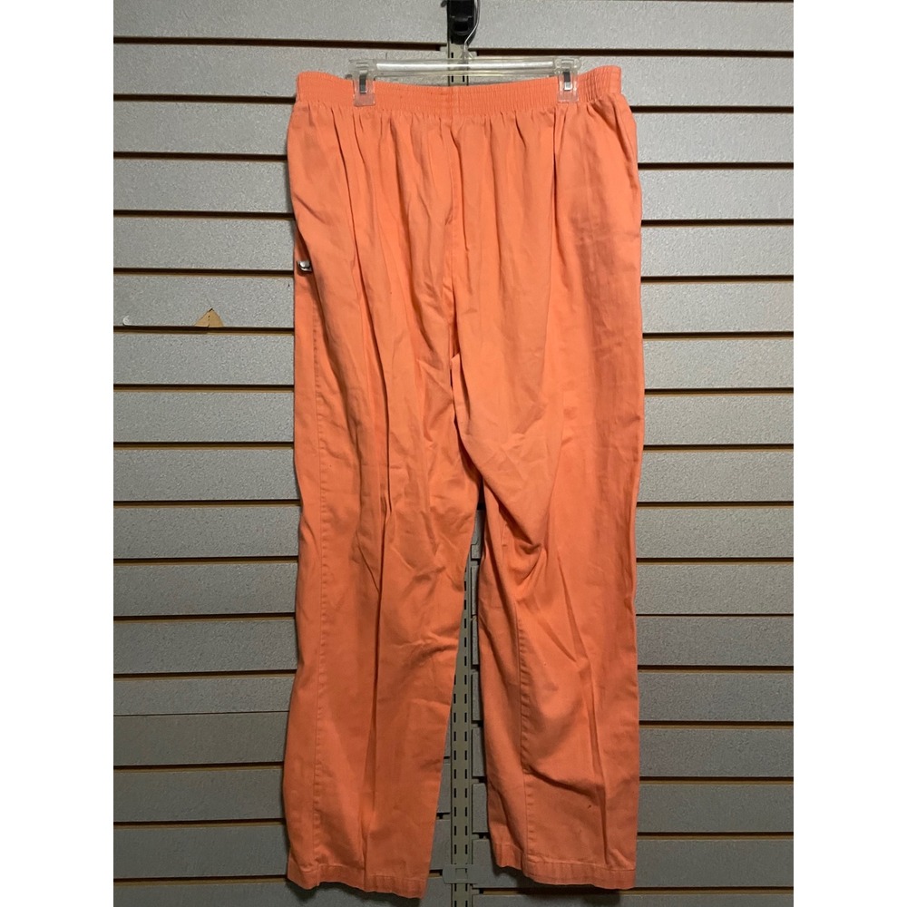 Womens 1X‎ Large Coral Cotton Elastic Waist Pants Casual Comfort